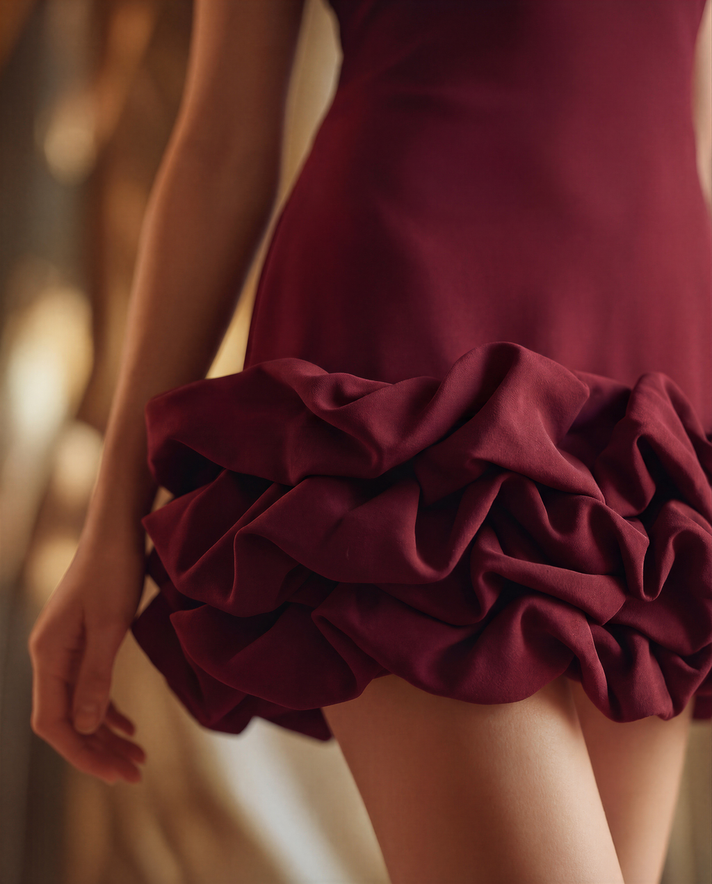 Red Evelyn Ruffle Mini